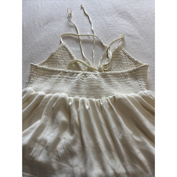 American Eagle Smocked Babydoll Spaghetti Strap Top Ivory SzL - Picture 5 of 9
